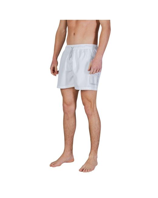 EA7 White Polyester Swim Shorts for men