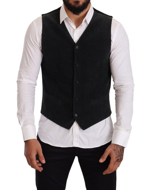 Dolce & Gabbana Black Suit Vests for men