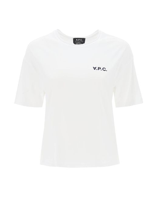 A.P.C. White 'carol' Boxy T Shirt With Logo Print