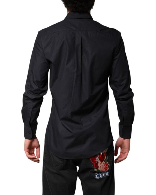 Dolce & Gabbana Black Cotton Long Sleeves Dress Formal Shirt for men