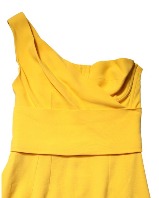 Dolce & Gabbana Yellow One Shoulder Side Slit Midi Dress for men