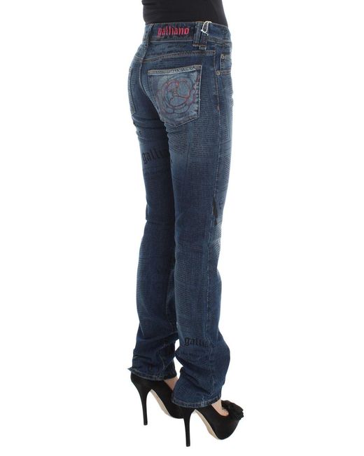 John Galliano Blue Wash Cotton Blend Slim Fit Bootcut Jeans