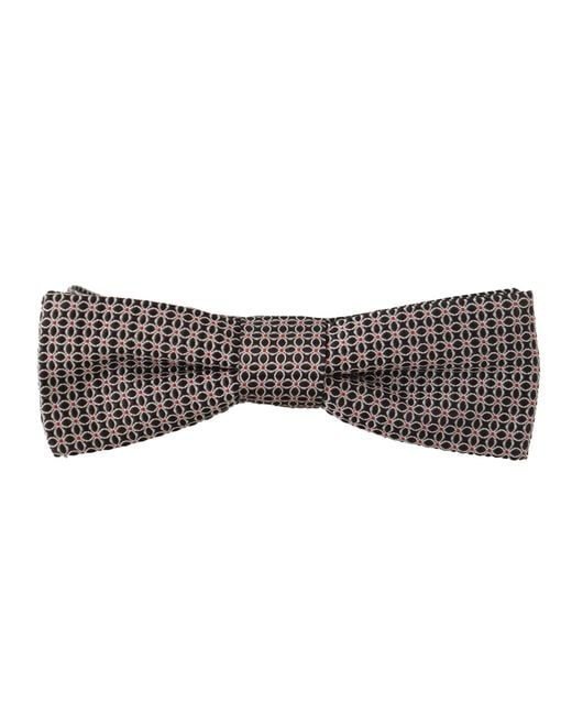 Dolce & Gabbana Black White Flower Pattern Silk Neck Papillon Tie for men