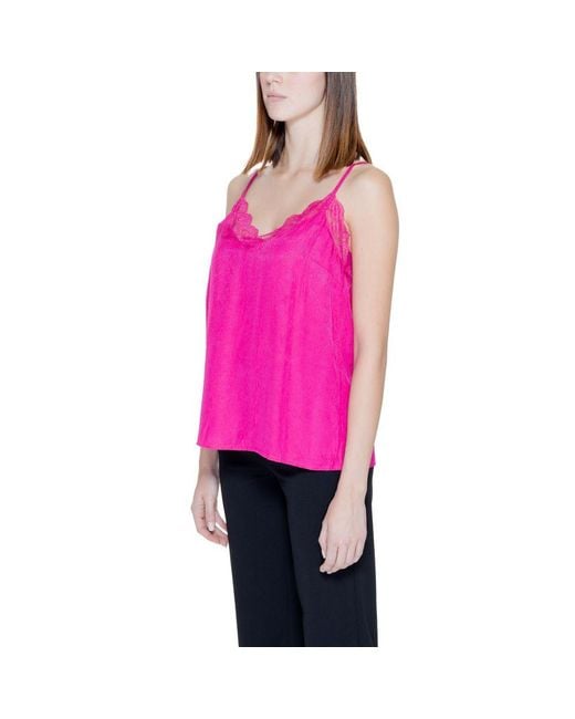 VILA CLOTHES Pink Viscose Tank Tops