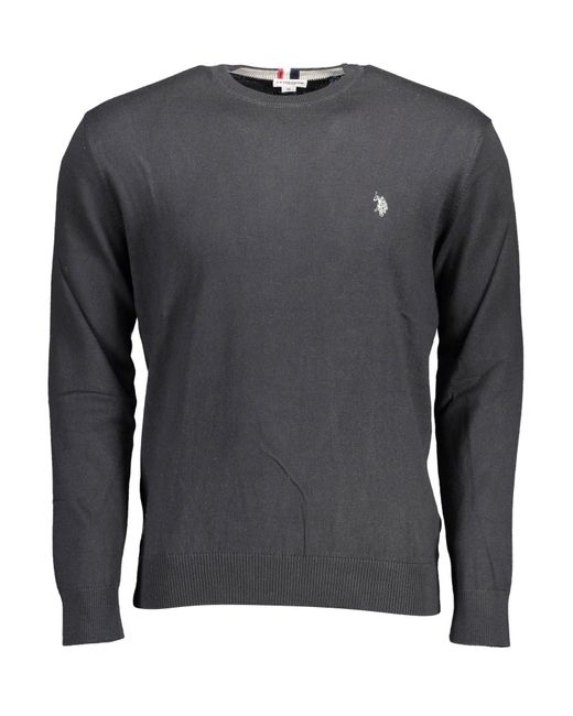 U.S. POLO ASSN. Gray Black Cotton Sweater for men