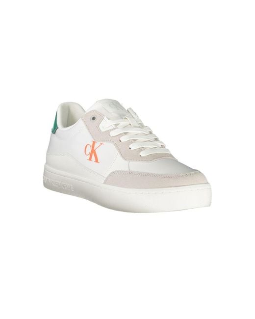 Calvin Klein White Low Top Laceup Sneakers for men
