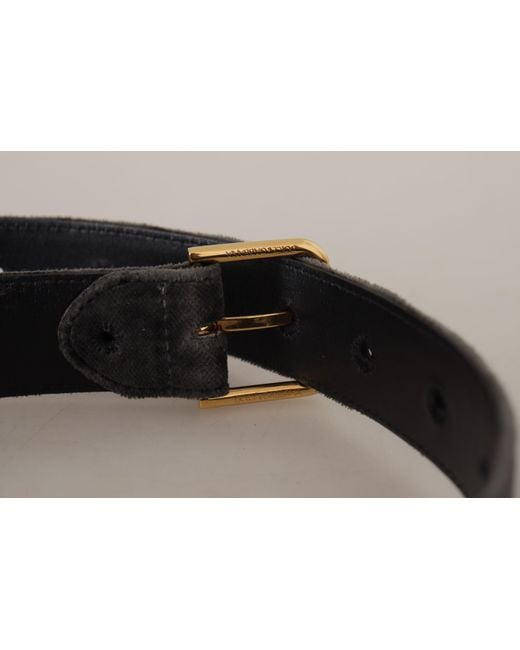 Dolce & Gabbana Black Elegant Velvet Belt With Engraved Buckle