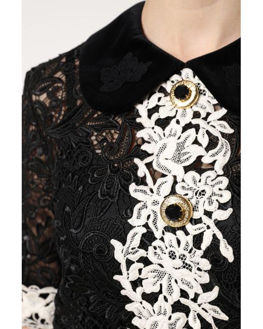 Dolce & Gabbana Black Floral Lace Embellished Mini Dress for men