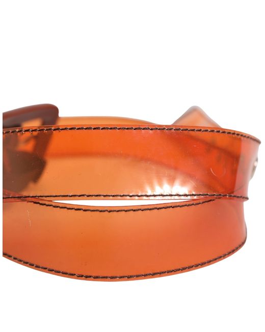 Miu Miu Red Orange Pvc Waist Cintura Square Buckle Belt
