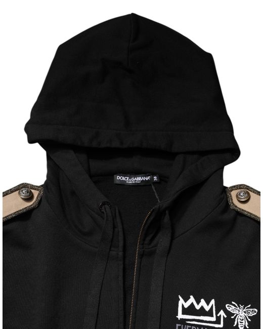 Dolce & Gabbana Black Logo Hooded Full Zip Sweatshirt Jacket for men