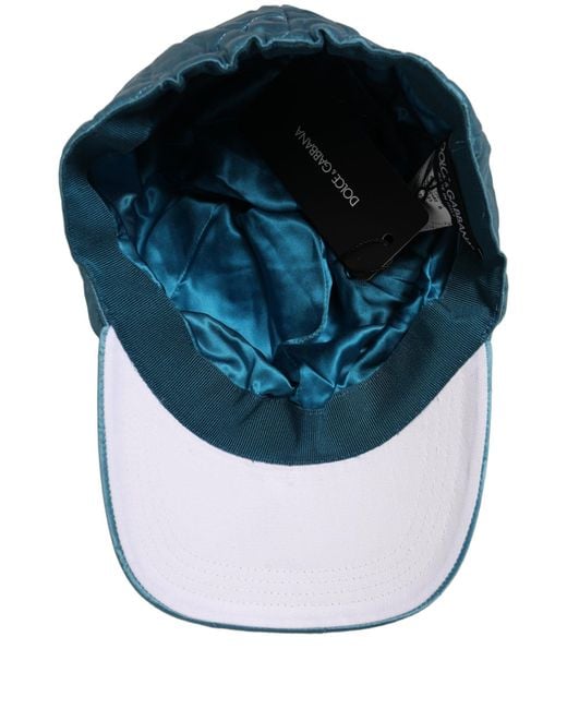 Dolce & Gabbana Blue Men Teal Polyester Quilted Baseball Cap Hat for men
