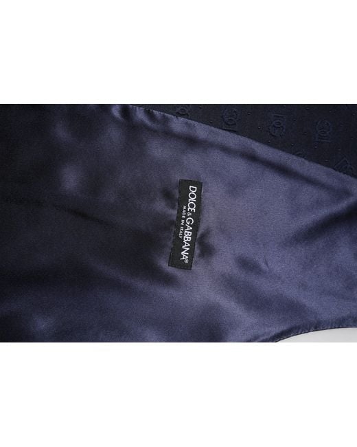 Dolce & Gabbana Blue Dark Logo Wool Formal Waistcoat Vest for men