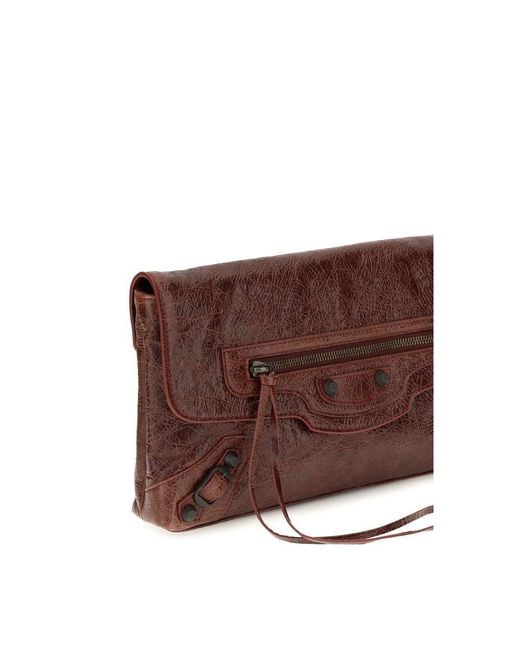Balenciaga Brown Bordeaux Lamb Ovis Aries Aries Clutch Bag