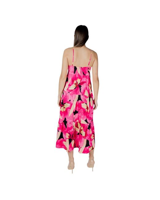 ONLY Pink Multicolor Viscose Long Dress