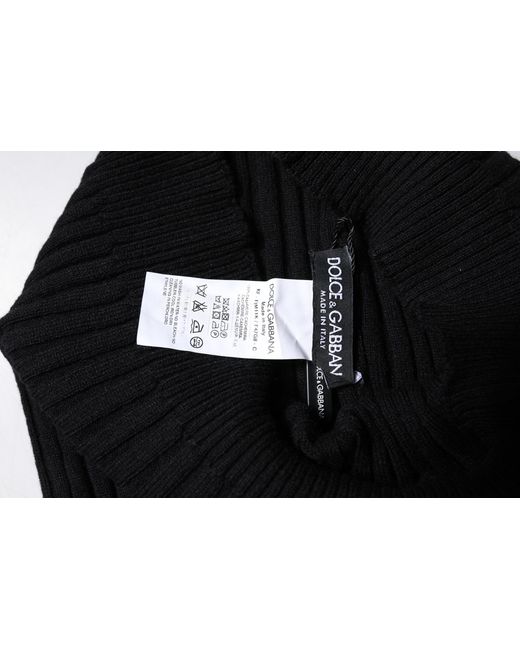 Dolce & Gabbana Black Cashmere Knitted Neck Warmer Foulard Scarf for men