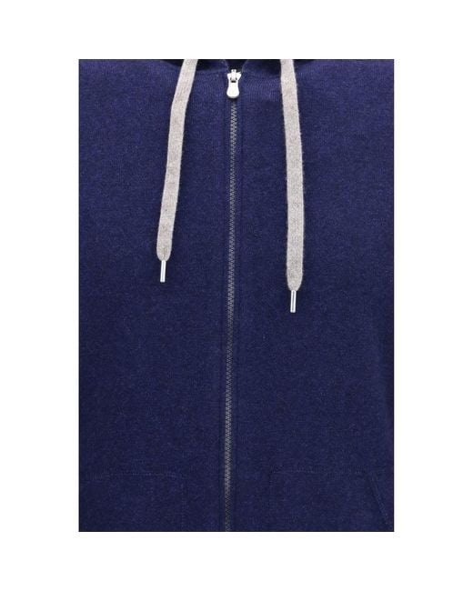 Brunello Cucinelli Blue Cashmere Sweatshirt for men