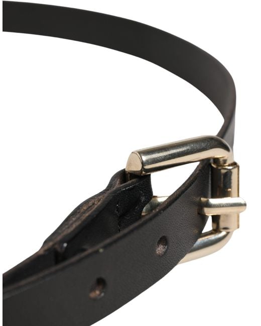 Gianfranco Ferré Black Leather Slim Gold Tone Buckle Waist Men Belt