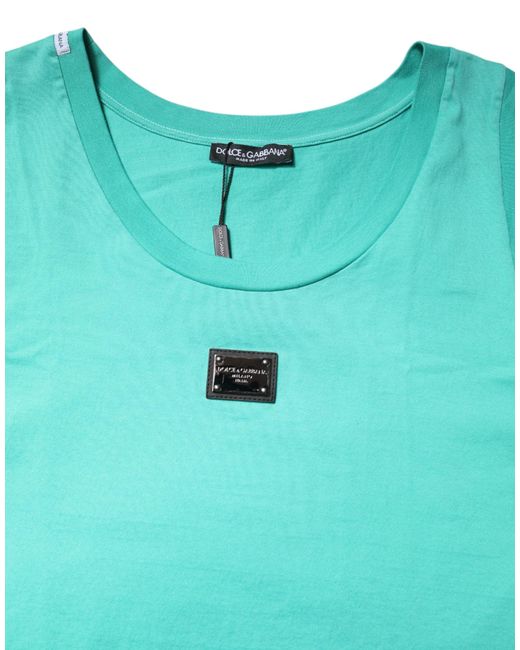 Dolce & Gabbana Blue Sleeveless Cotton Tank Top for men