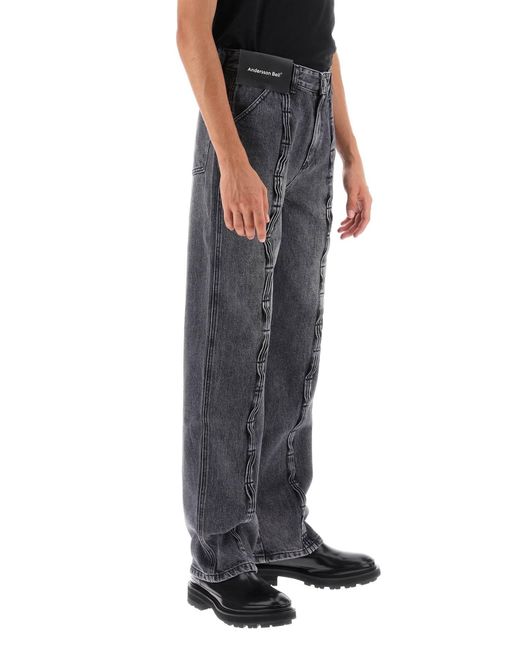 ANDERSSON BELL Gray Wave Wide Leg Jeans for men