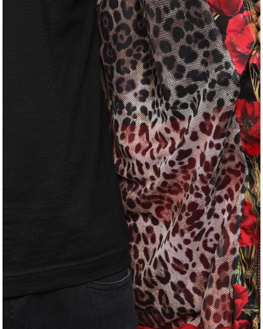 Dolce & Gabbana Red Multicolor Patchwork Men Full Zip Sweater for men
