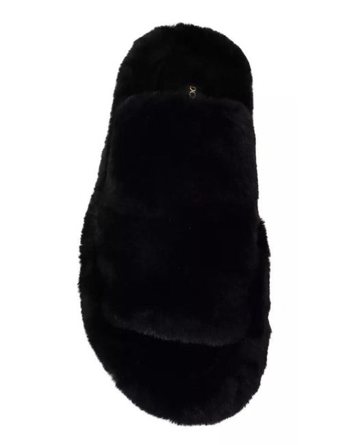 Dolce & Gabbana Black Polyester Faux Fur Mens Flats Sandals Shoes for men