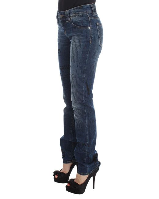 John Galliano Blue Wash Cotton Blend Slim Fit Bootcut Jeans