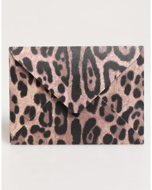 Dolce & Gabbana Multicolor Leopard Print Envelope Paper Post Card Holder