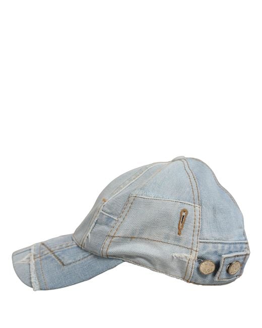 Dolce & Gabbana Men Blue Patchwork Cotton Denim Baseball Cap Hat for men