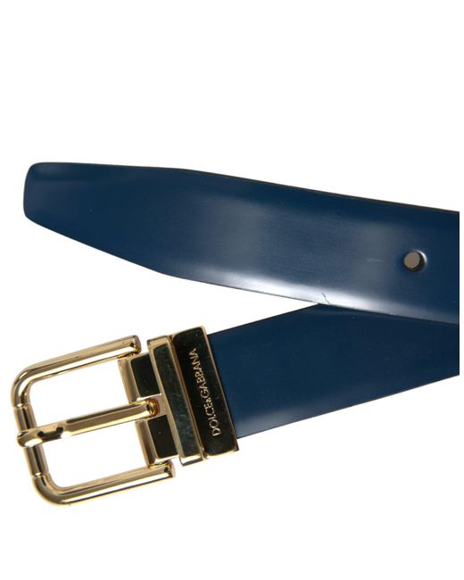Dolce & Gabbana Blue Elegant Leather Belt With Metal Buckle for men