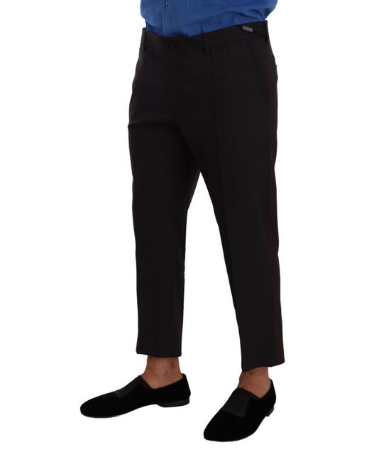 Dolce & Gabbana Black Elegant Cropped Wool Stretch Pants for men