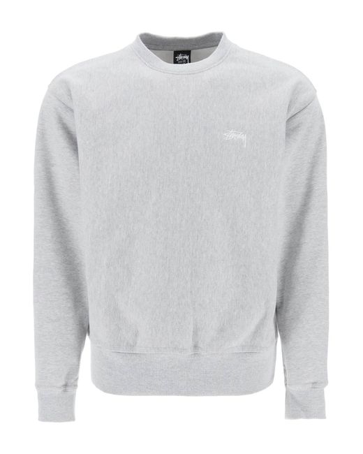 Stussy Gray Stock Embroidery Sweatshirt for men