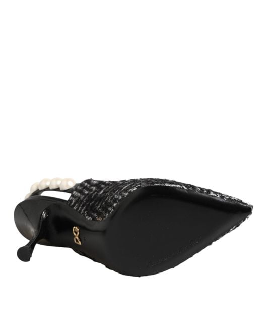 Dolce & Gabbana Black Lori Pearl Slingback Pump