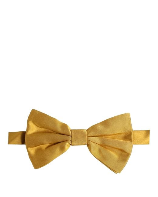 Dolce & Gabbana Men Yellow 100% Silk Adjustable Neck Papillon Bow Tie for men
