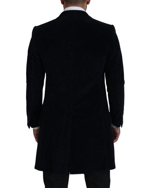 Dolce & Gabbana Black Cotton Cardigan Long Coat Jacket for men
