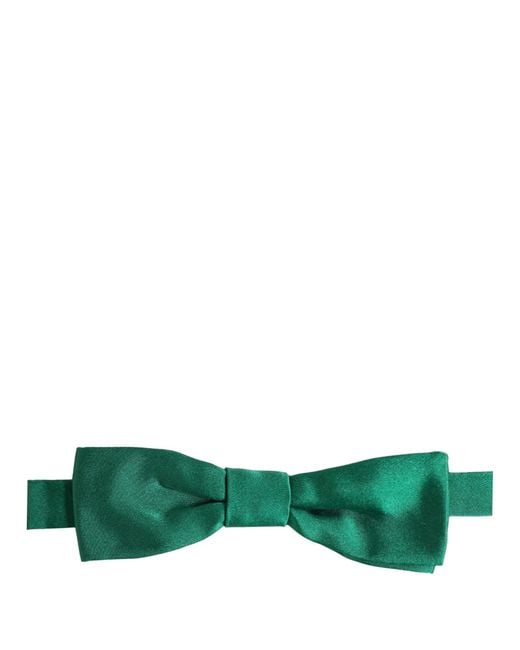 Dolce & Gabbana Men Green 100% Silk Adjustable Neck Papillon Bow Tie for men