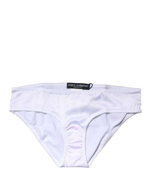 Dolce & Gabbana Blue White Silk Stretch Mid Waist Brief Panty Underwear