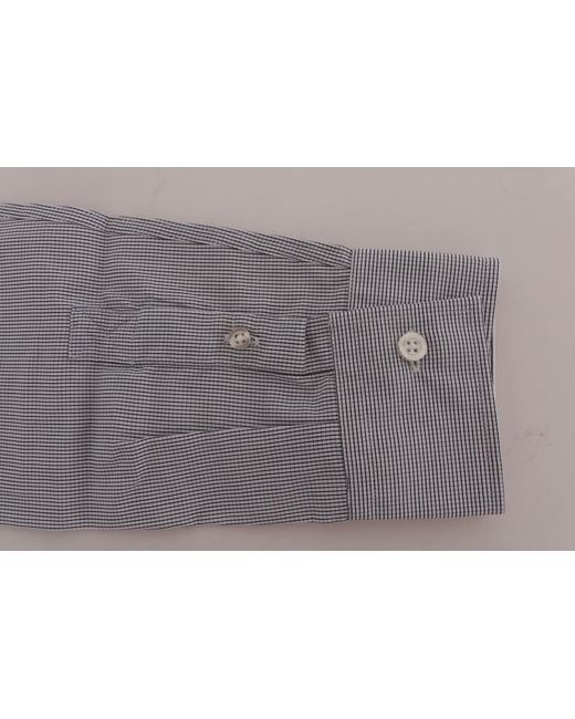 Frankie Morello Gray Check Regular Fit Shirt Blue Tsh1399 for men