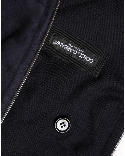 Dolce & Gabbana Black Leather Full Zip Hooded Blouson Jacket for men
