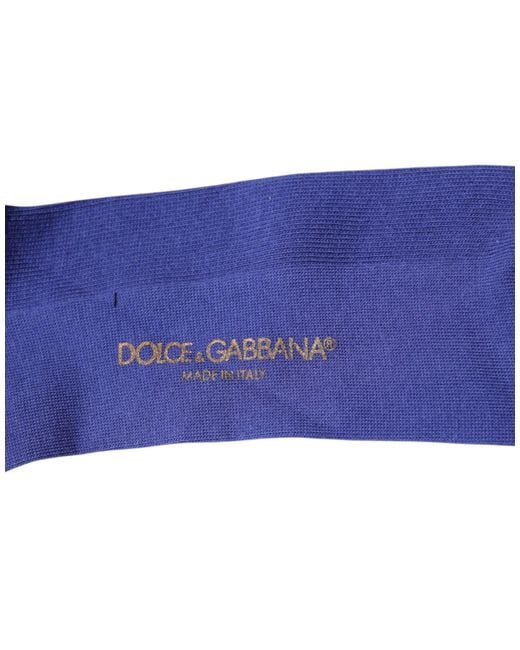 Dolce & Gabbana Purple Cotton Logo Over The Calf Socks for men
