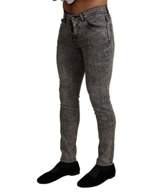 Dolce & Gabbana Black Gray Cotton Stretch Slim Fit Denim Jeans for men