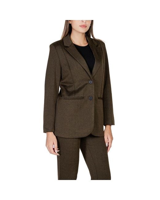 Ichi Brown Green Polyester Suits & Blazer
