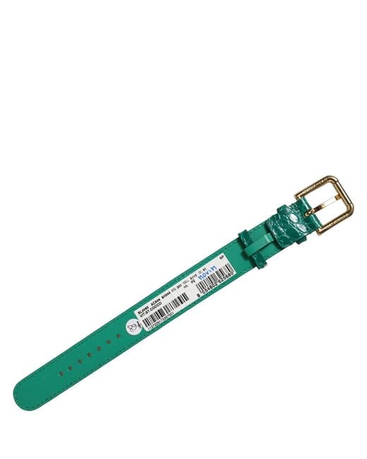 Dolce & Gabbana Green Embossed Leather Gold Buckle Belt Strap Bracelet