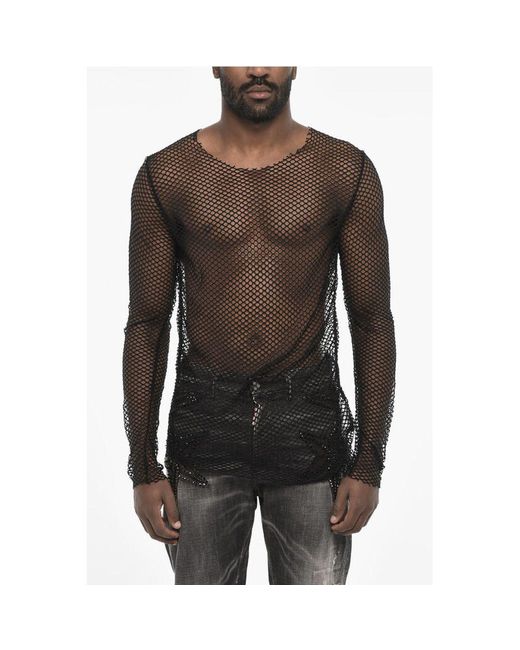 DSquared² Black Solid Color Openwork Top for men