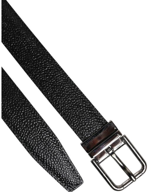 Dolce & Gabbana Black Calf Leather Classic Metal Buckle Belt for men