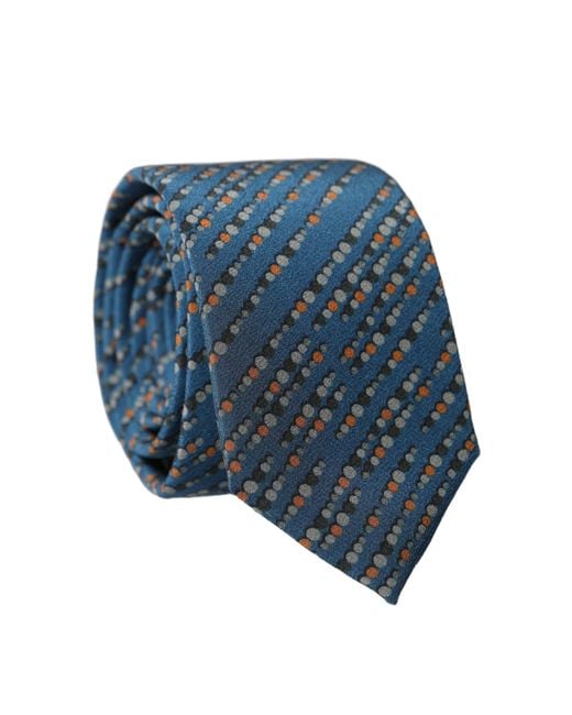 Dolce & Gabbana Blue Patterned 100% Silk Adjustable Men Tied Necktie Tie for men