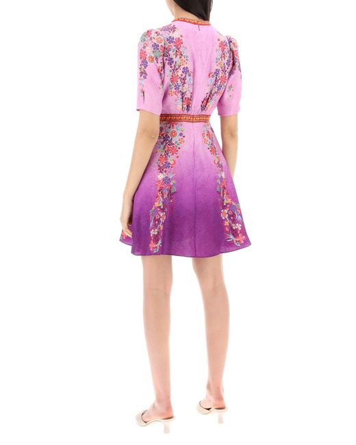 Saloni Purple "Silk Mini Dress Tabith