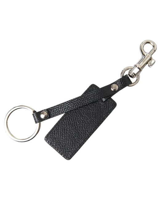 Dolce & Gabbana Black Dg Logo Leather Metal Keychain for men