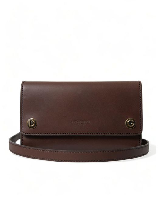 Dolce & Gabbana Brown Chic Leather Shoulder Bag With Detailing