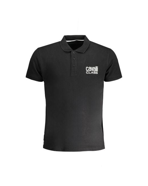 Roberto Cavalli Black Cotton Polo Shirt for men