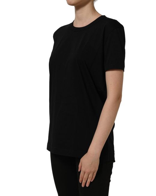 Dolce & Gabbana Black Cotton Crew Neck Short Sleeves T